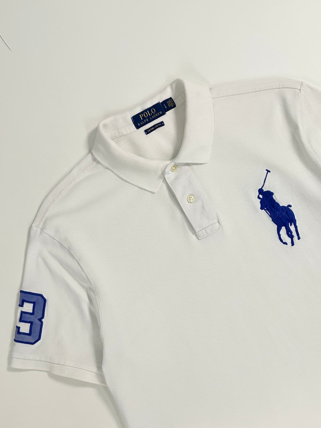 Polo 폴로 랄프로렌 빅포니 블루  화이트 카라티 반팔 L  상품이미지1