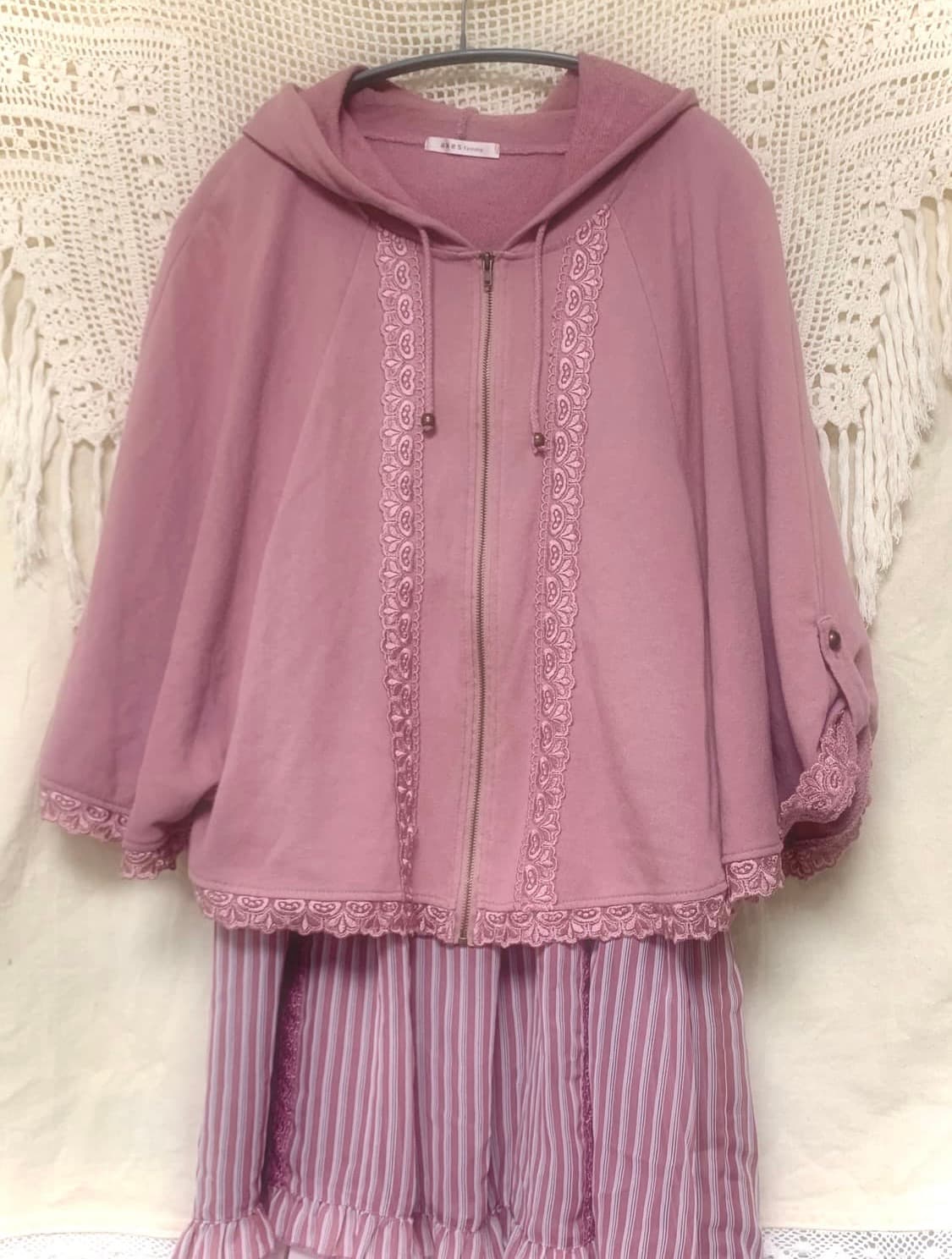 엑시즈팜 히메갸루 핑크 케이프 후드집업 모리 하구미 빈티지일녀핀터레스트 상품이미지1