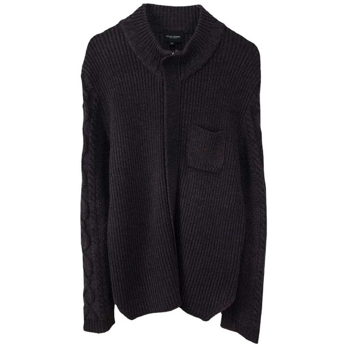 [솔리드 옴므] 우영미 엘보우 패치 니트 집업 가디건 챠콜 P01449 상품이미지2