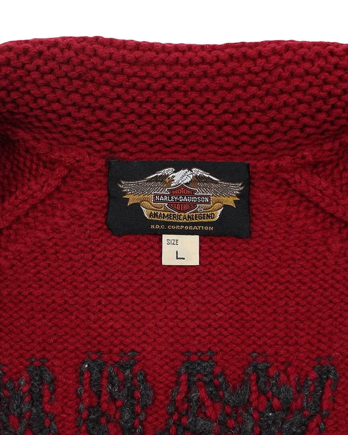 1990s 할리데이비슨 플레임 울 코위찬 집업 스웨터 빈티지 상품이미지5