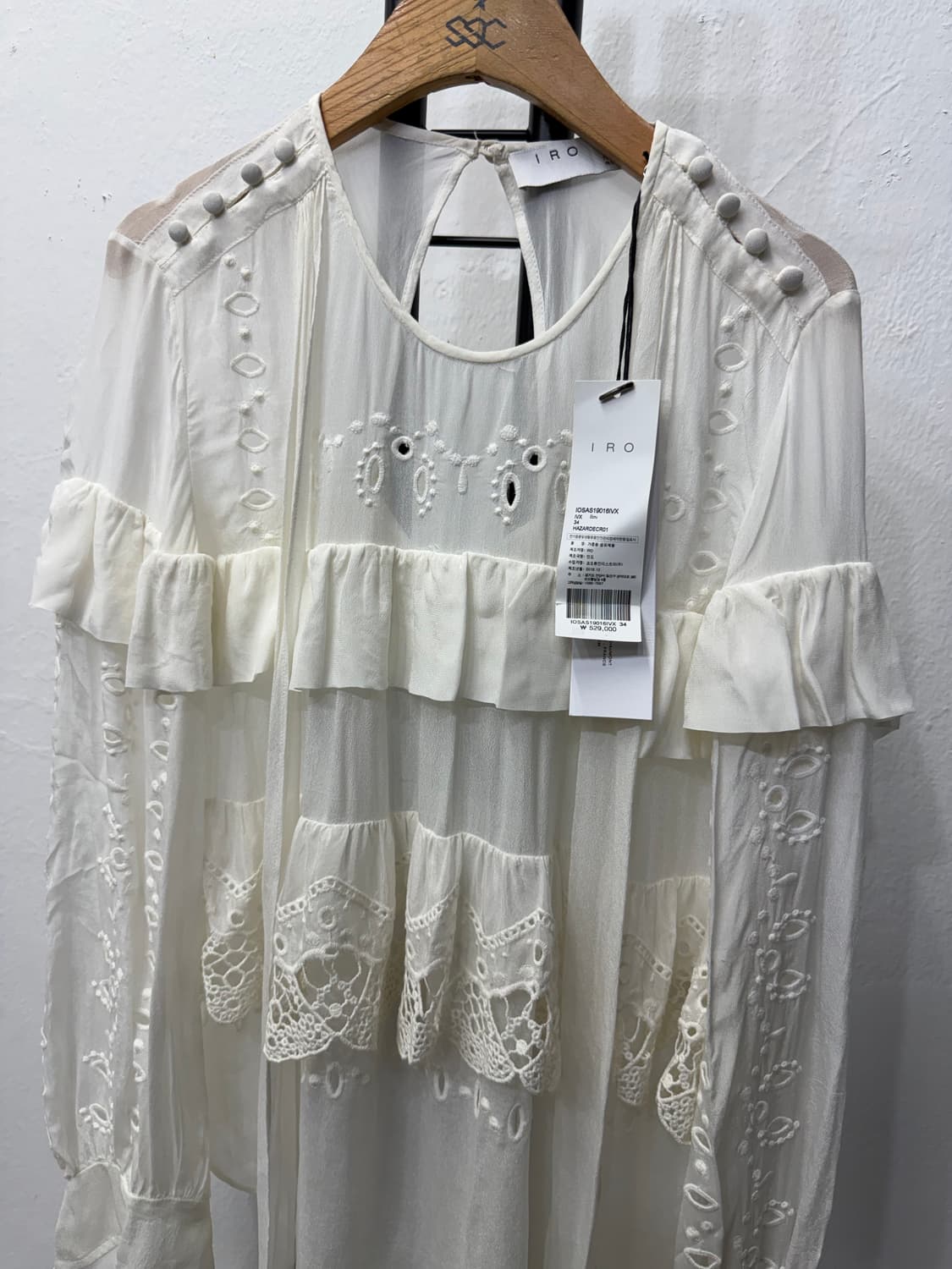 새제품) IRO 이로 한섬 아일렛 레이스 블라우스 34(55-66) 상품이미지3