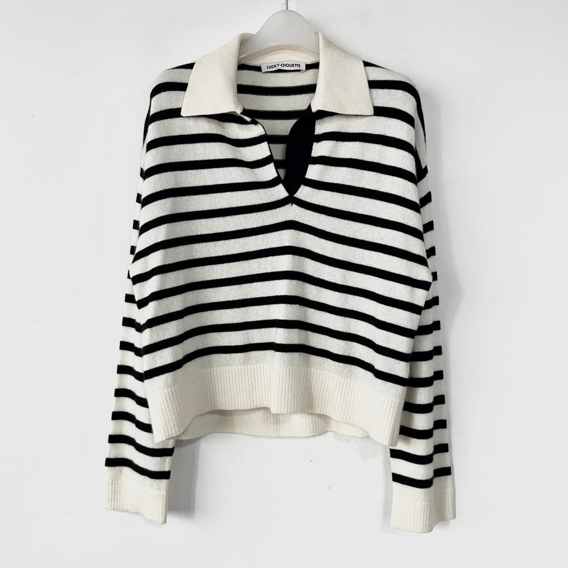 럭키슈에뜨 캐시미어100 스트라이프 풀오버 상품이미지2