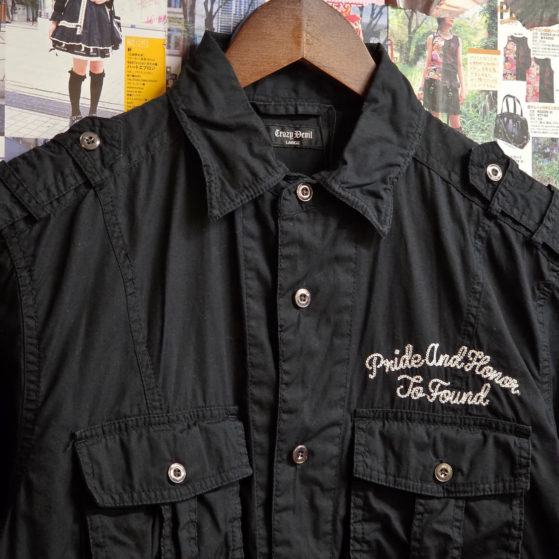 JPN 크레이지 데빌 투포켓 자수 반팔 셔츠 상품이미지2