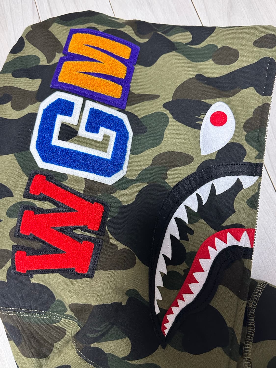 베이프 샤크 녹계 후드집업 2XL 상품이미지9