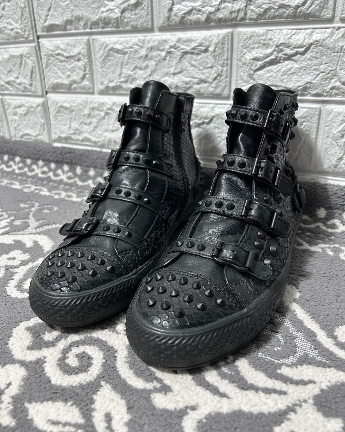 Ash 아쉬 스터드 파이톤 멀티 버클 하이탑 상품이미지2