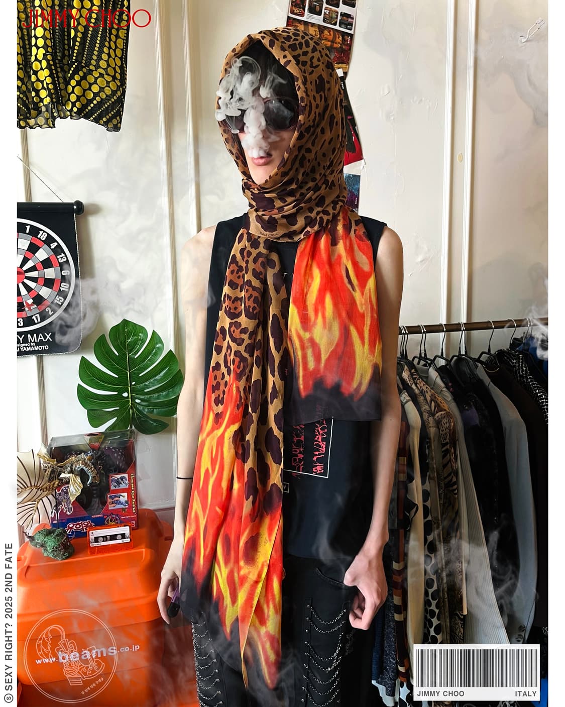 JIMMY CHOO Leopard & Flame Long Scarf 상품이미지1