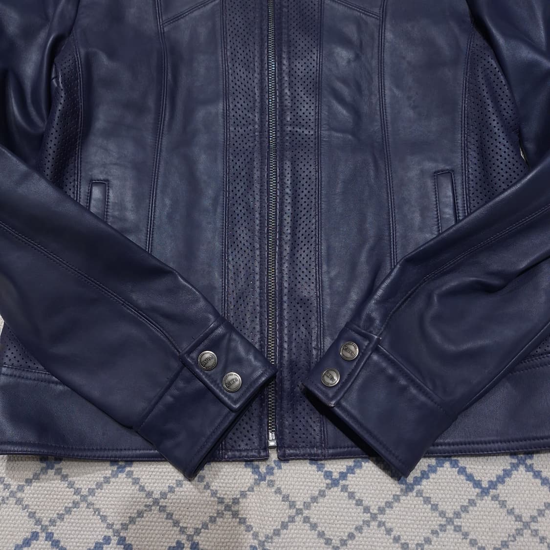 스멕스 스모키블루 넥버튼 양가죽 램스킨 레더자켓 가죽자켓 WOMANS M 상품이미지5