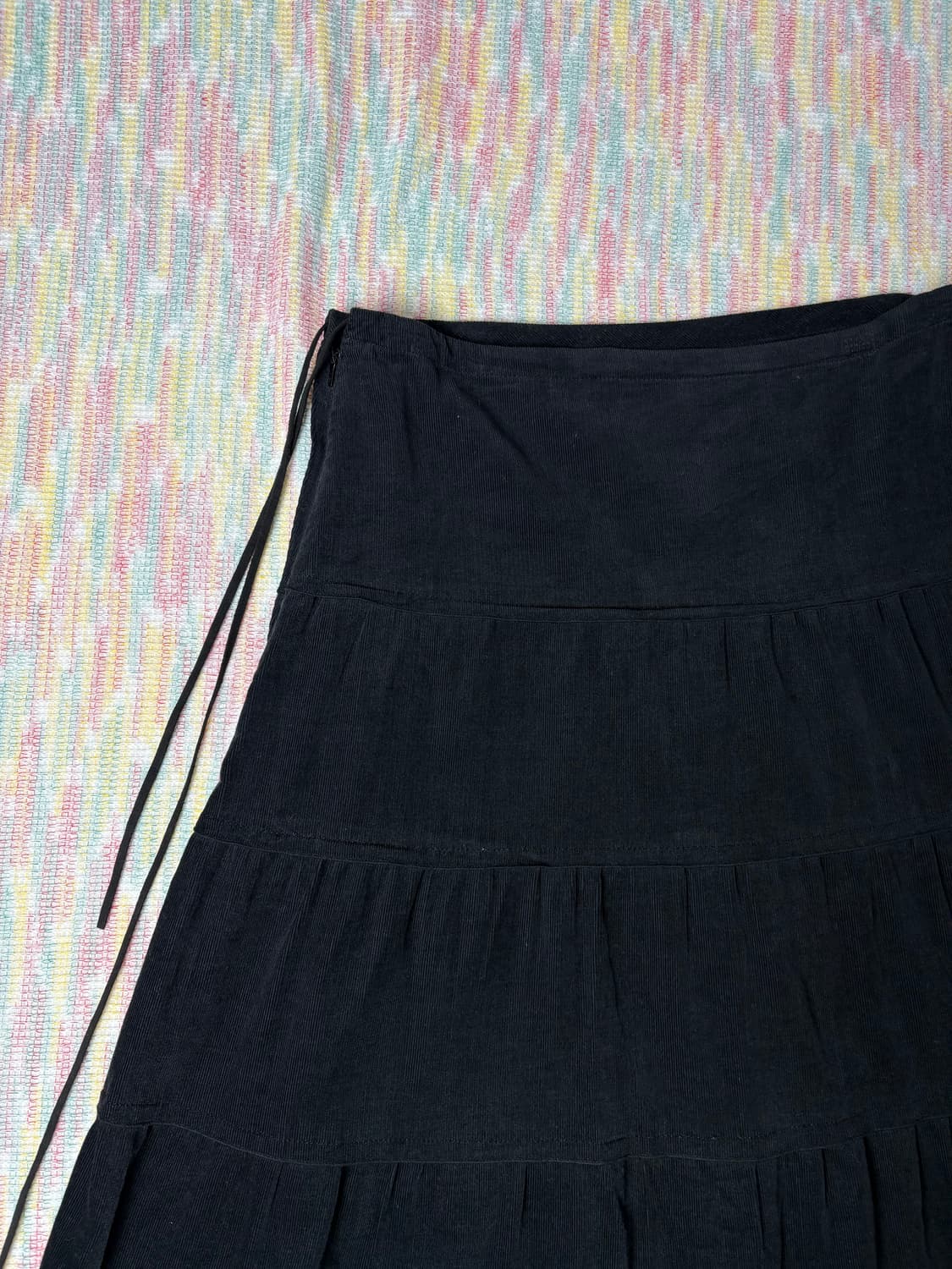 블랙 크로쉐 코듀로이 미디 스커트 상품이미지2