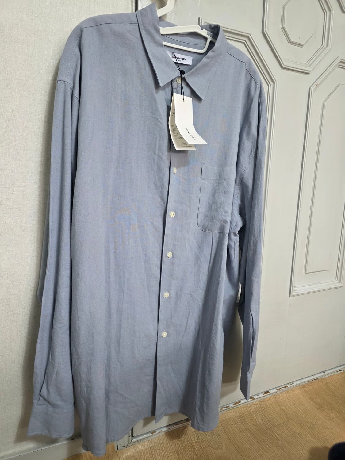 [새제품] 브렌슨 루즈핏 린넨 셔츠 블루 L 상품이미지5