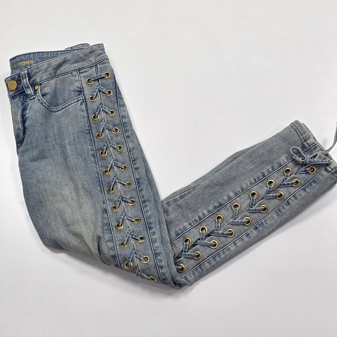 마이클코어스)빈티지 y2k 옆끈꼬임 데님청바지 상품이미지2