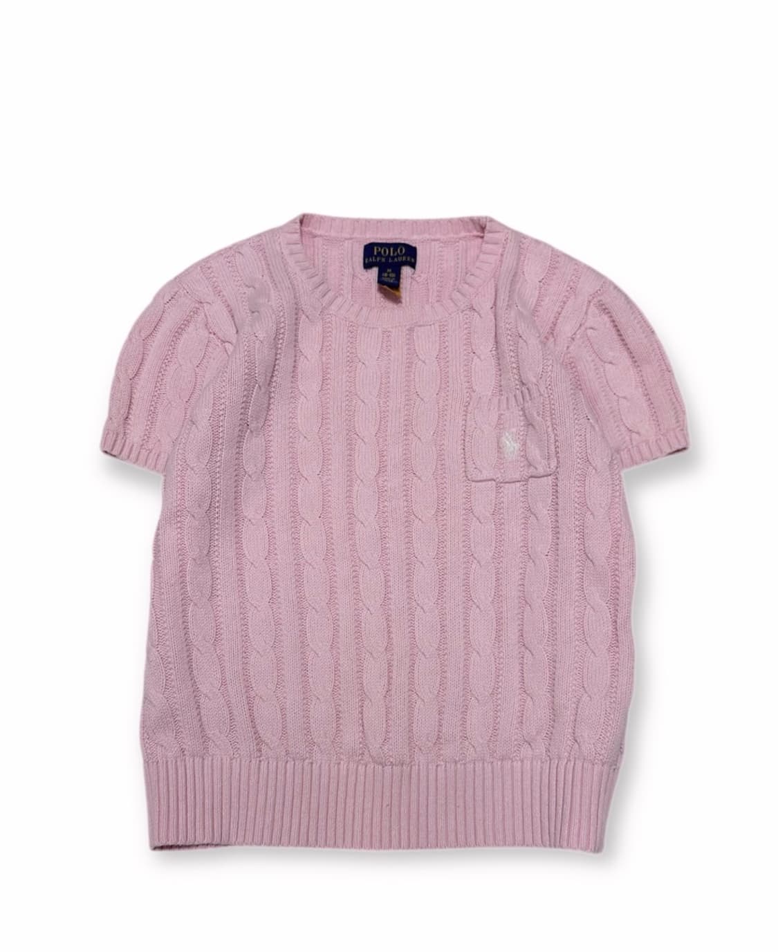 폴로 랄프로렌 케이블 반팔 니트 핑크 상품이미지1