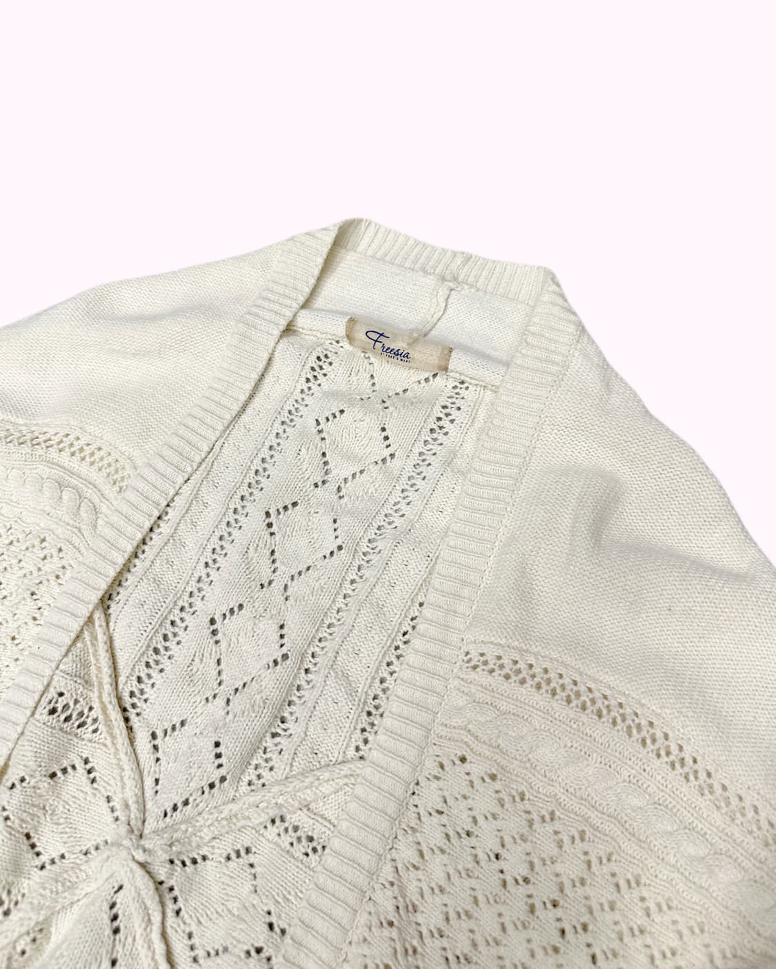 cross crochet ivory cardigan 상품이미지3