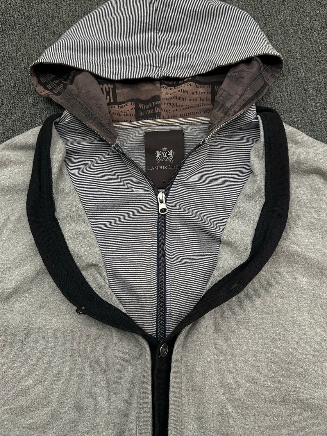 L)Japanese vintage 스트라이프 레이어드 후드집 자켓 상품이미지2