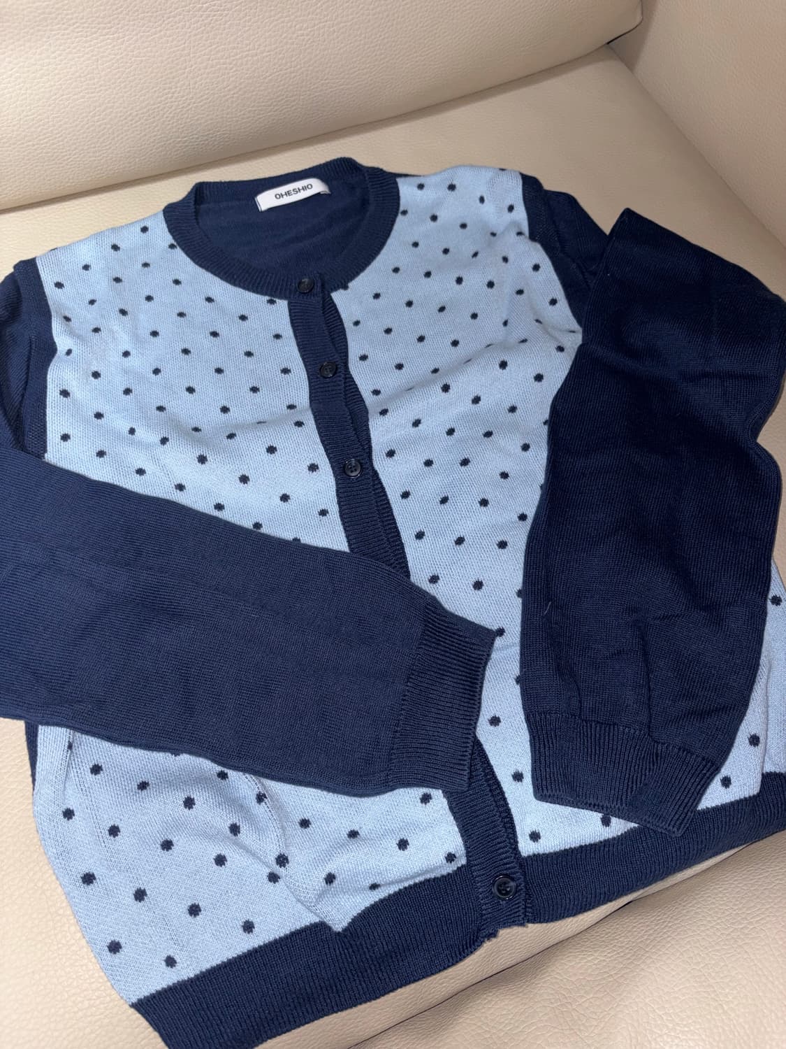 오헤시오 도트가디건 베이비블루 상품이미지1