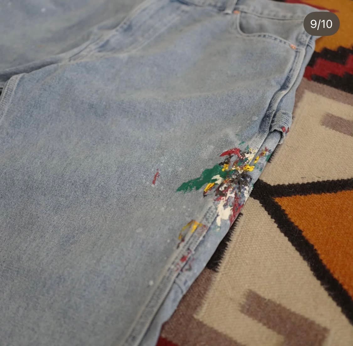 [L] 블랙아웃 페인터 팬츠 데님 연청 상품이미지4