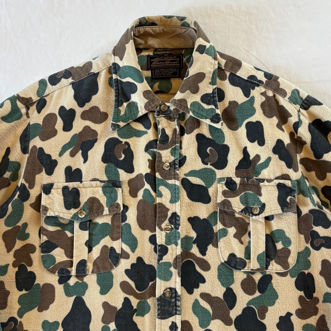 (105) 80s USA Eddie Bauer 덕 헌터 카모 샤모아 셔츠 상품이미지2