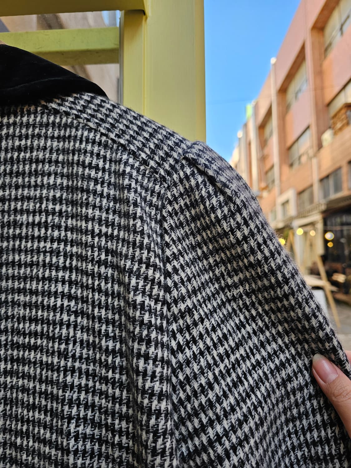 Maduson 하운드투스체크 앙고라 더블 롱코트 상품이미지9