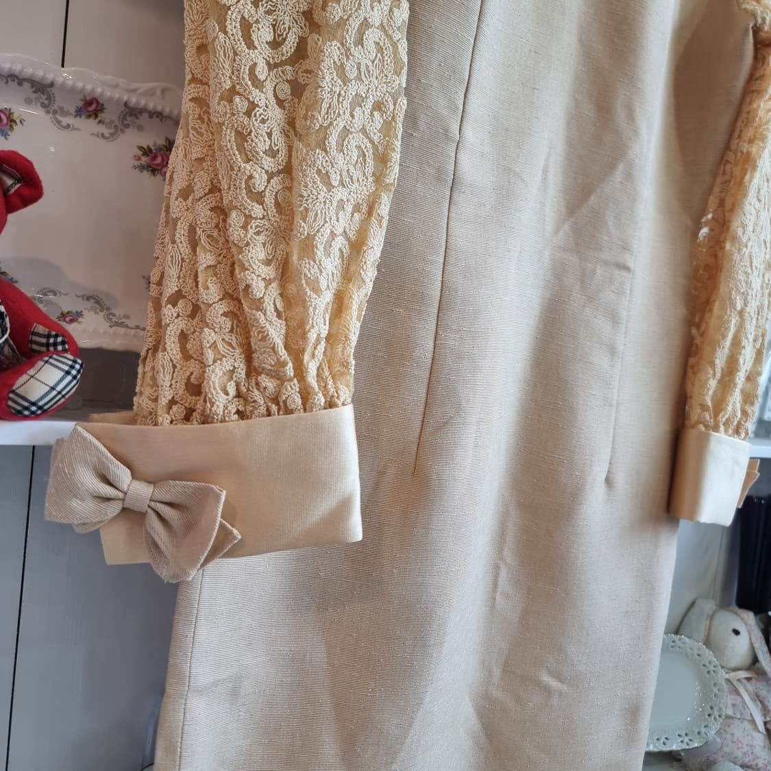 레이스 슬리브 리본 원피스 상품이미지2