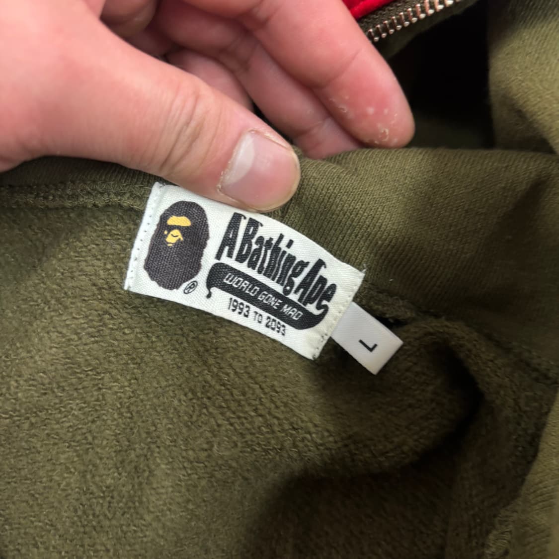 100 베이프 타이거 카키 반집업 후드티 상품이미지7