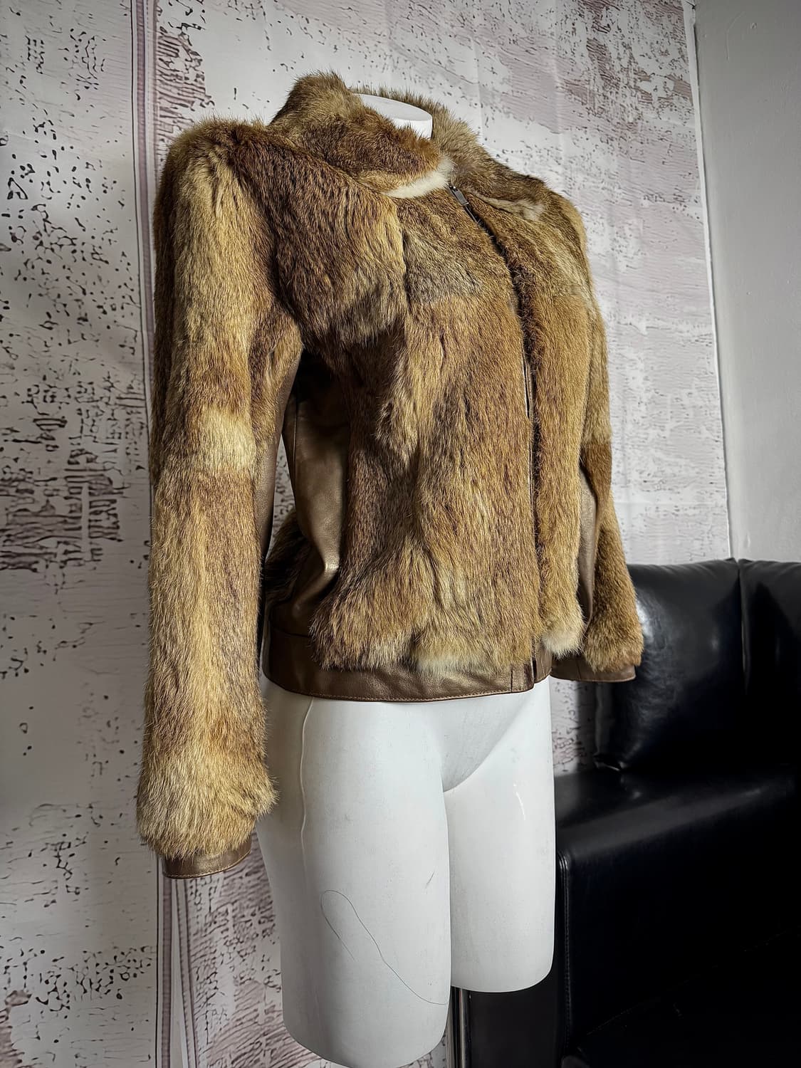 Fox Fur Leather-Trim Jacket 상품이미지2