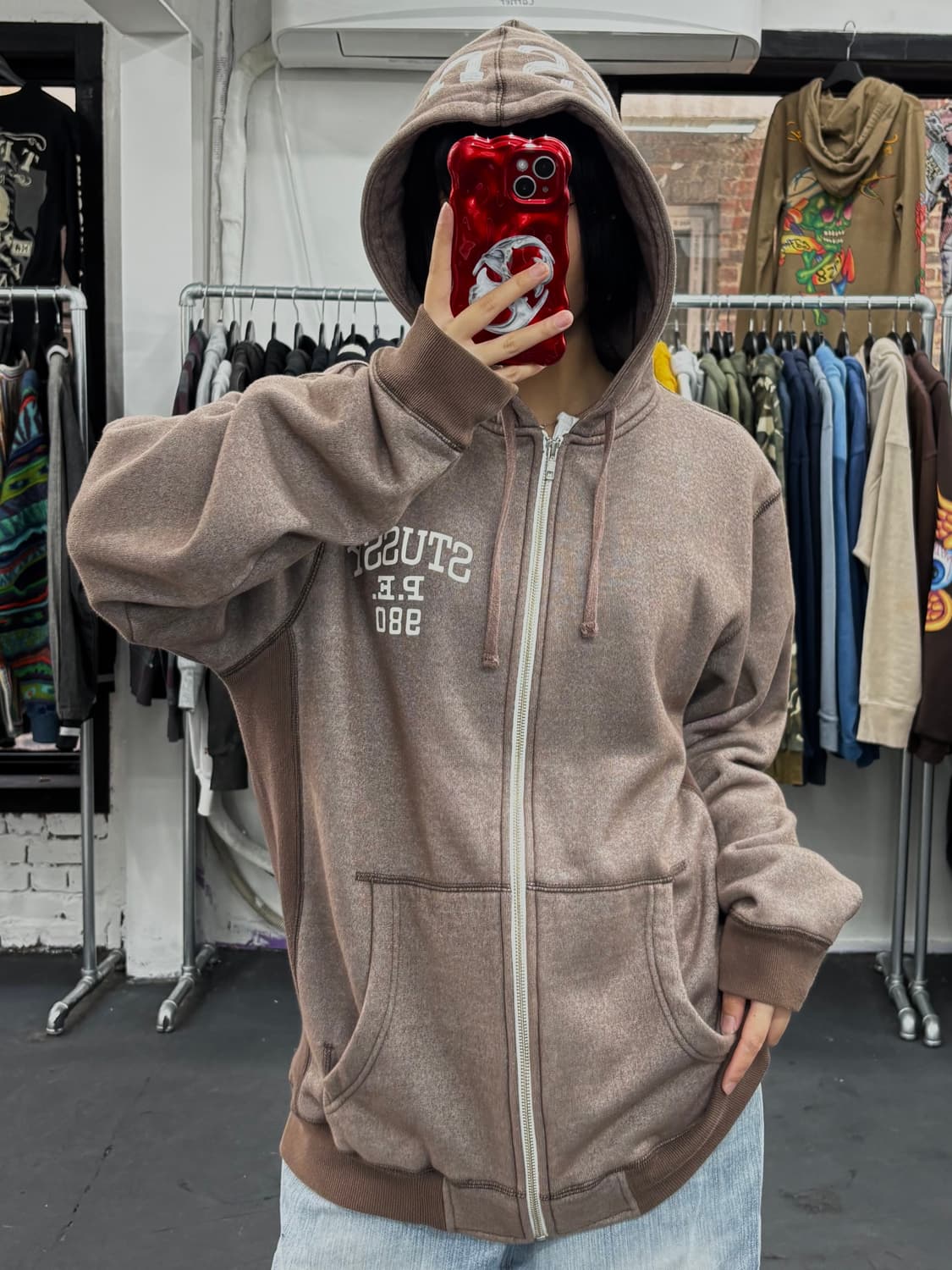 스투시 PE 980 브라운 후드집업 상품이미지1