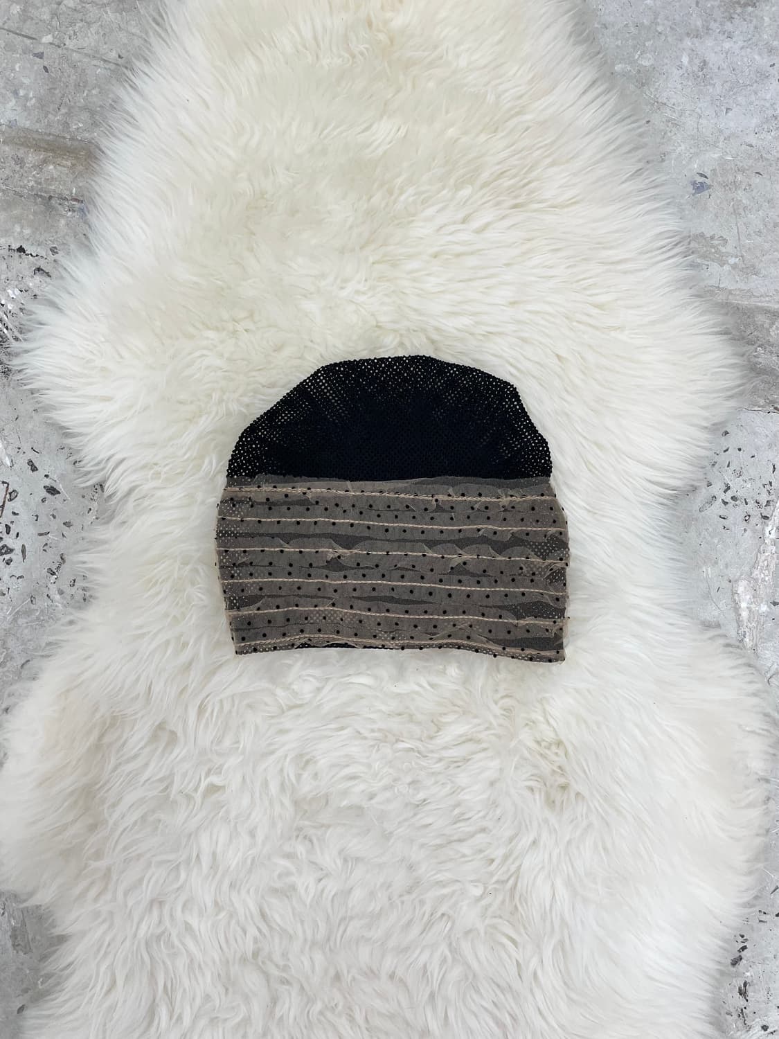 갸루 플라워 망사 도트 비니 상품이미지4