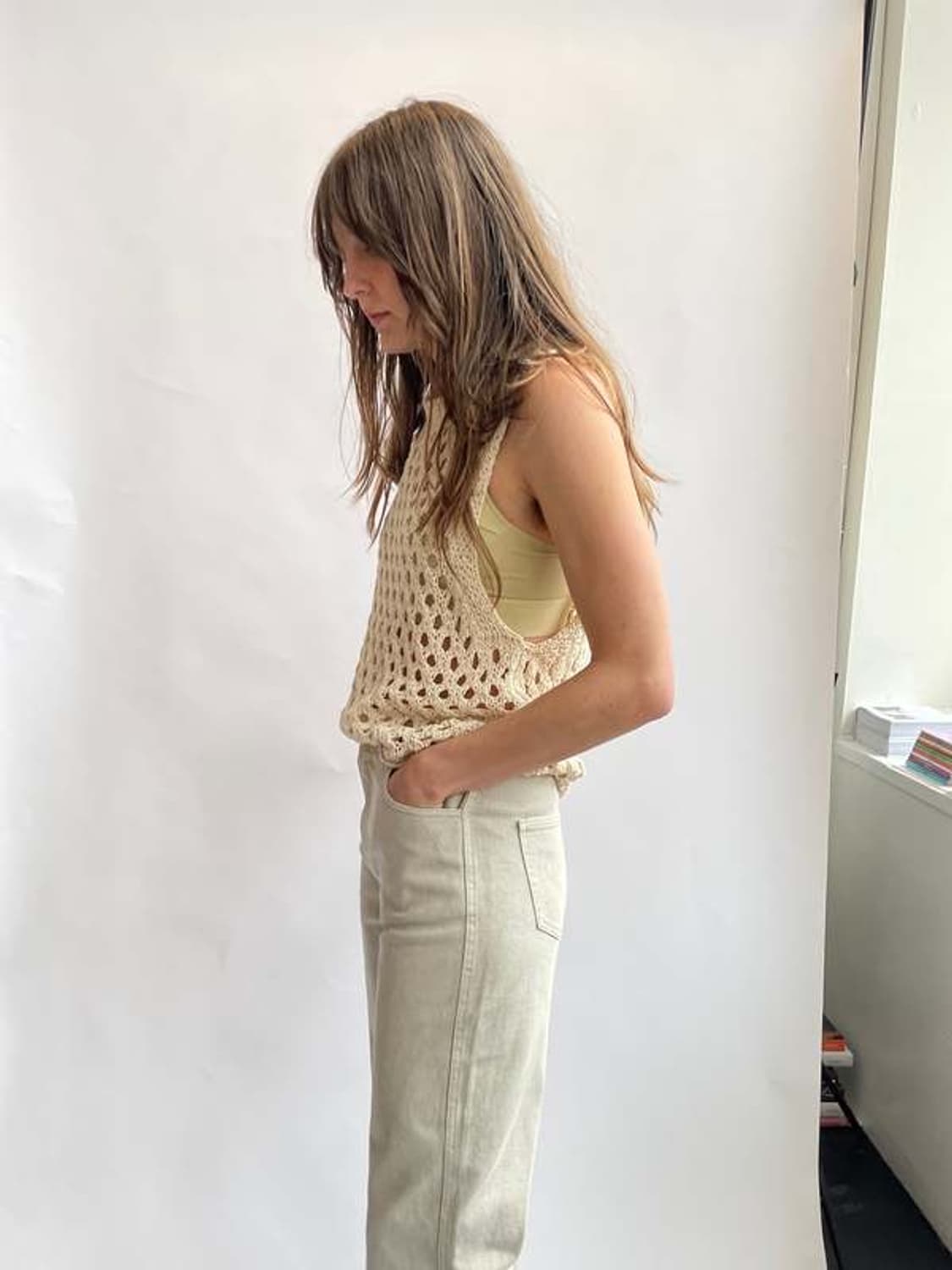 아모멘토 crochet knit vest (beige) 상품이미지2