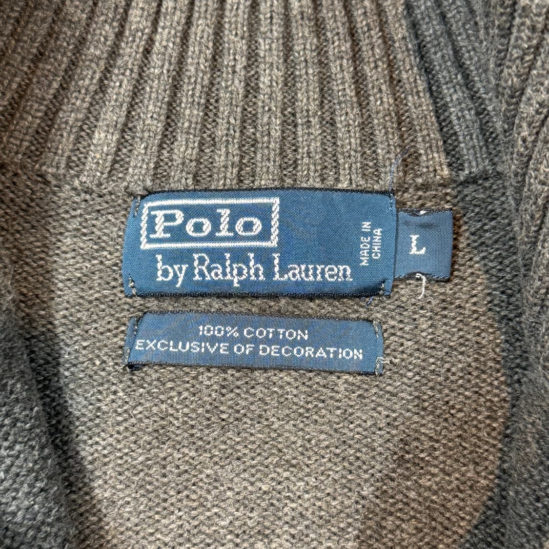 L) 폴로 랄프로렌 반집업 풀오버 헤비코튼 니트 그레이 상품이미지6