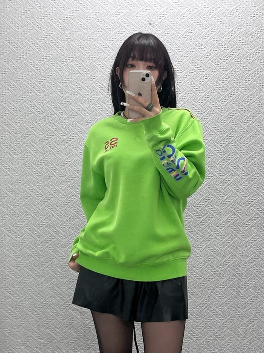 엄브로 올드스쿨 락 펑크 키치 네온그린 맨투맨 M C11026 상품이미지2