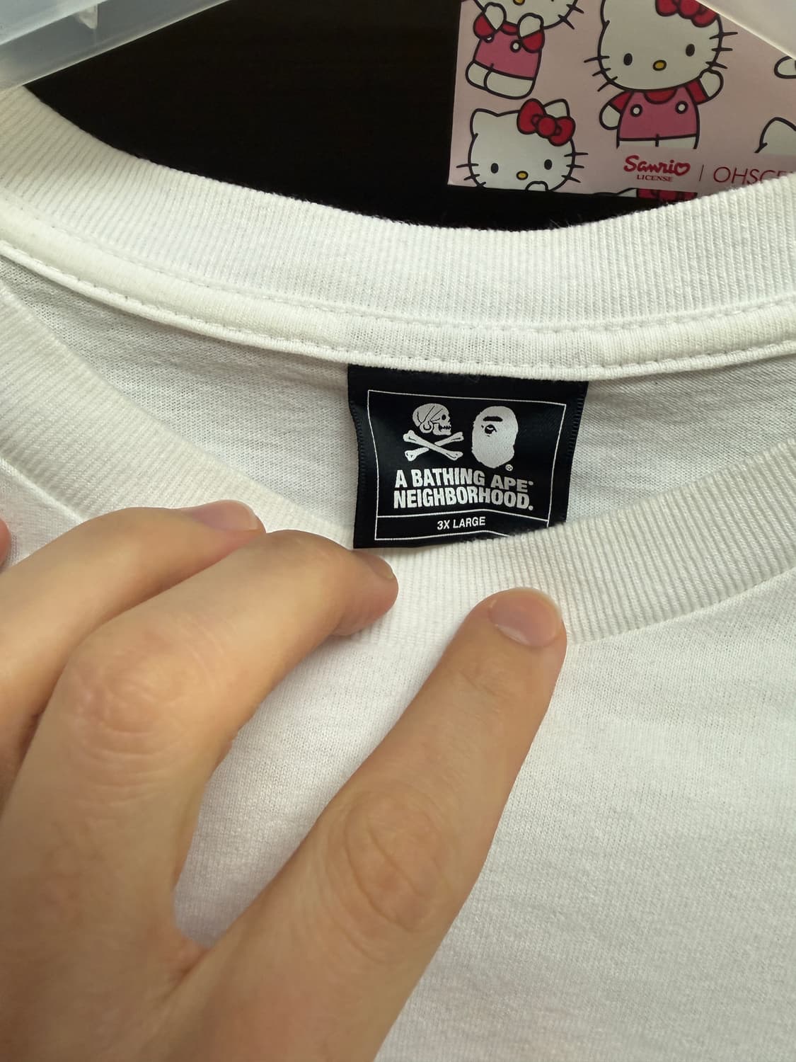 베이프 x 네이버후드 티셔츠 화이트 상품이미지3