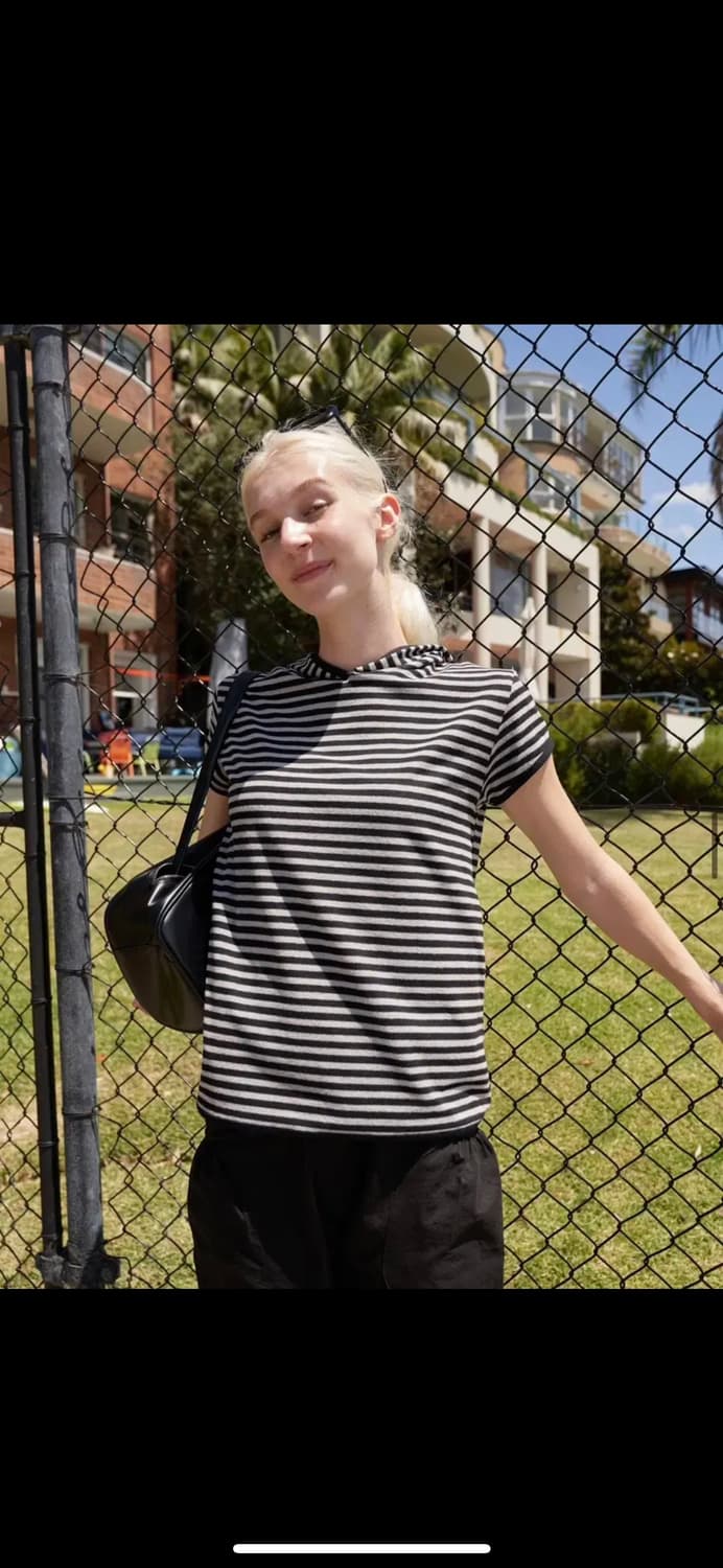 페스토 스트라이프 후드 반팔 상품이미지2