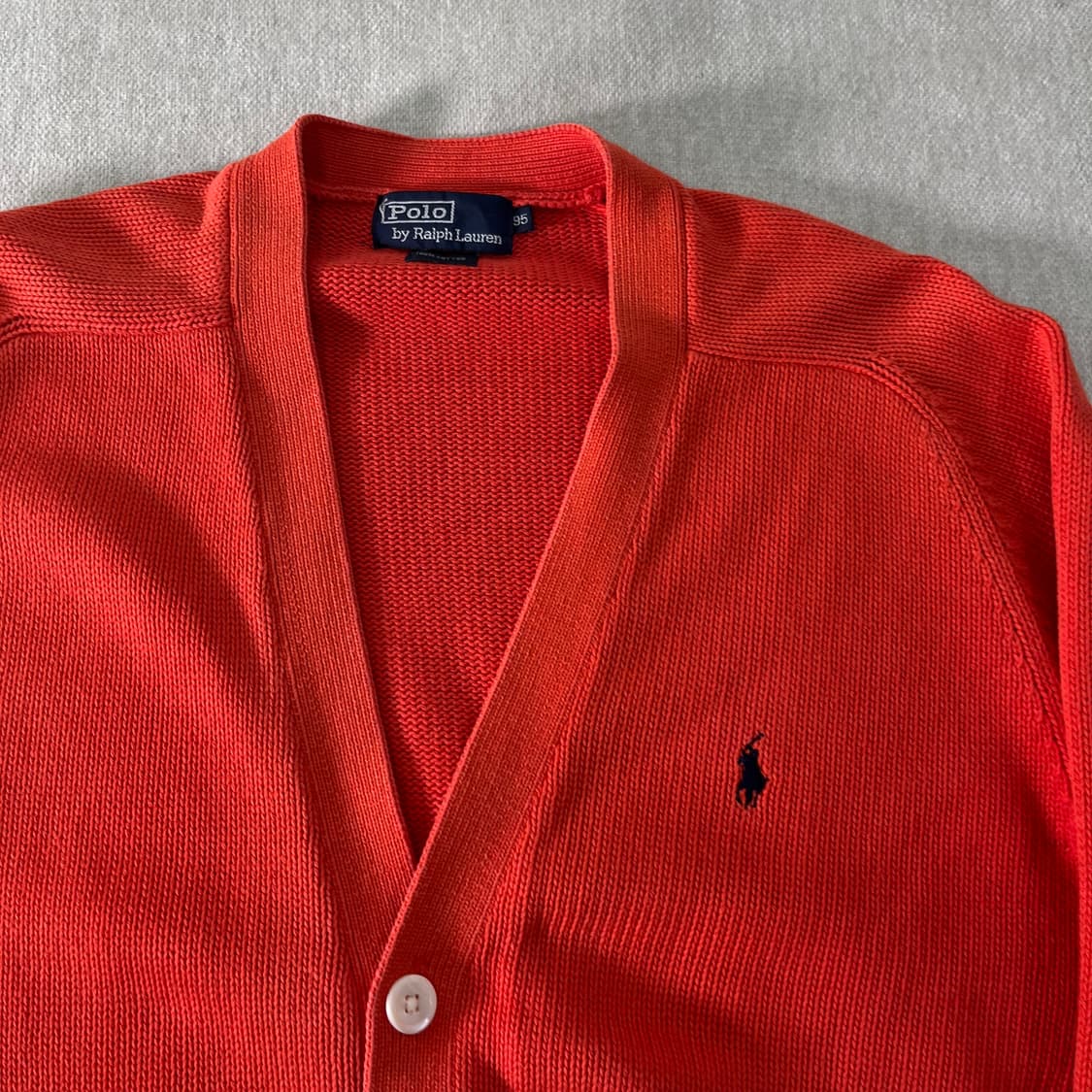 100 폴로랄프로렌 90s 신한인터네셔널 주황 가디건 상품이미지2