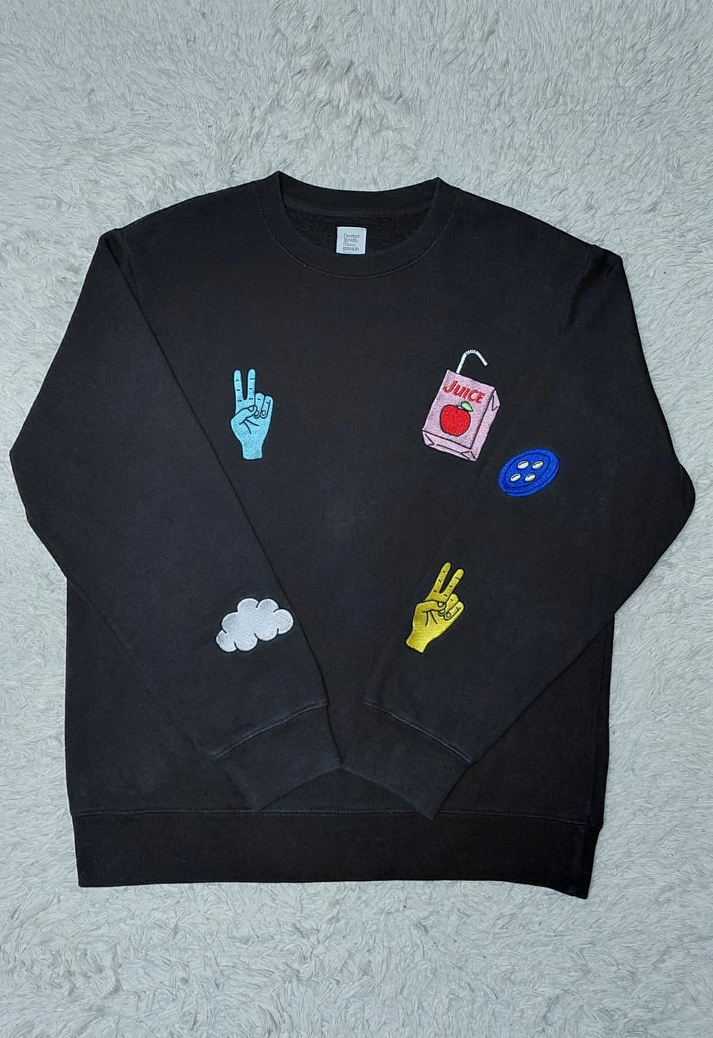 일본 그라니프 Graniph 검정 자수 맨투맨 L 상품이미지1