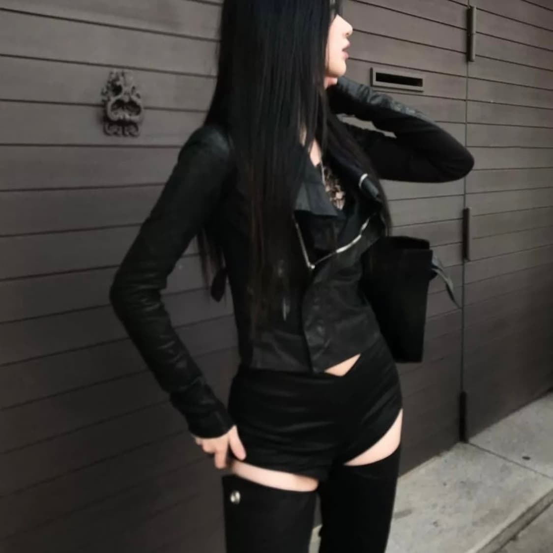 Hole weeeeek GARTER PANTS (BLACK) 상품이미지5