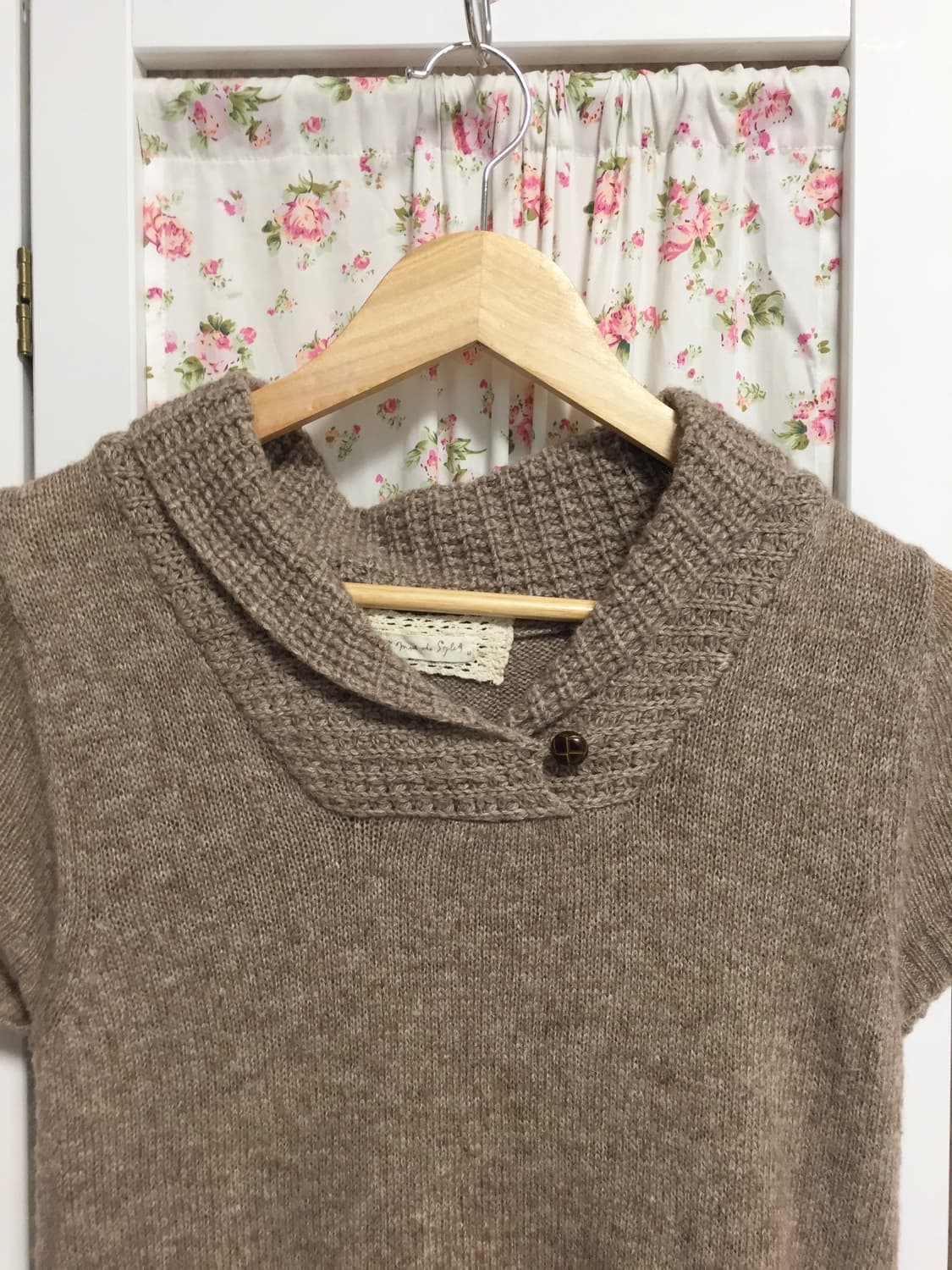 빈티지 브라운 반팔 니트 상품이미지3