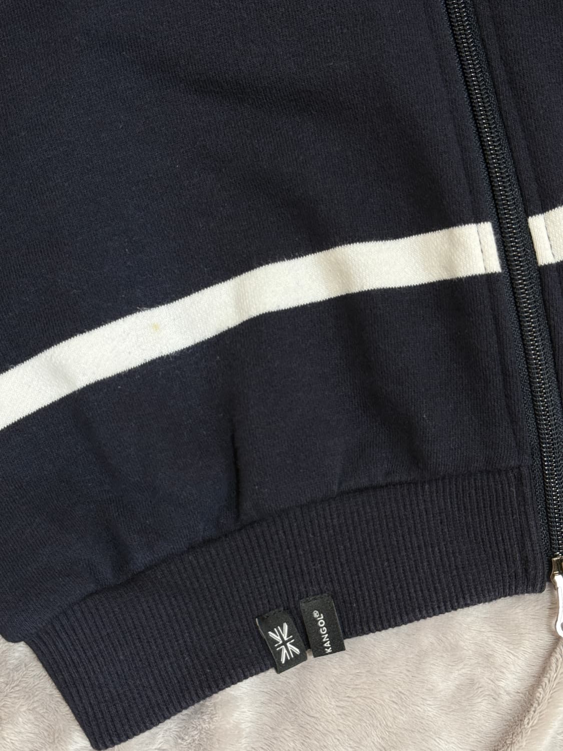 캉골 네이비 투웨이 스트라이프 크롭 집업 상품이미지3