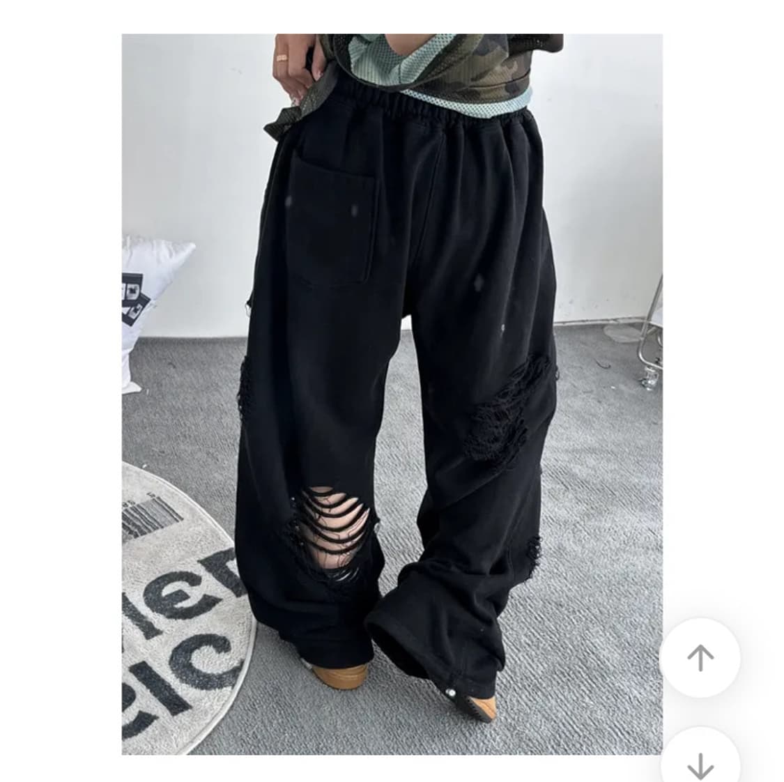 키미스 데미지 디스트로이드 팬츠 블랙 상품이미지2
