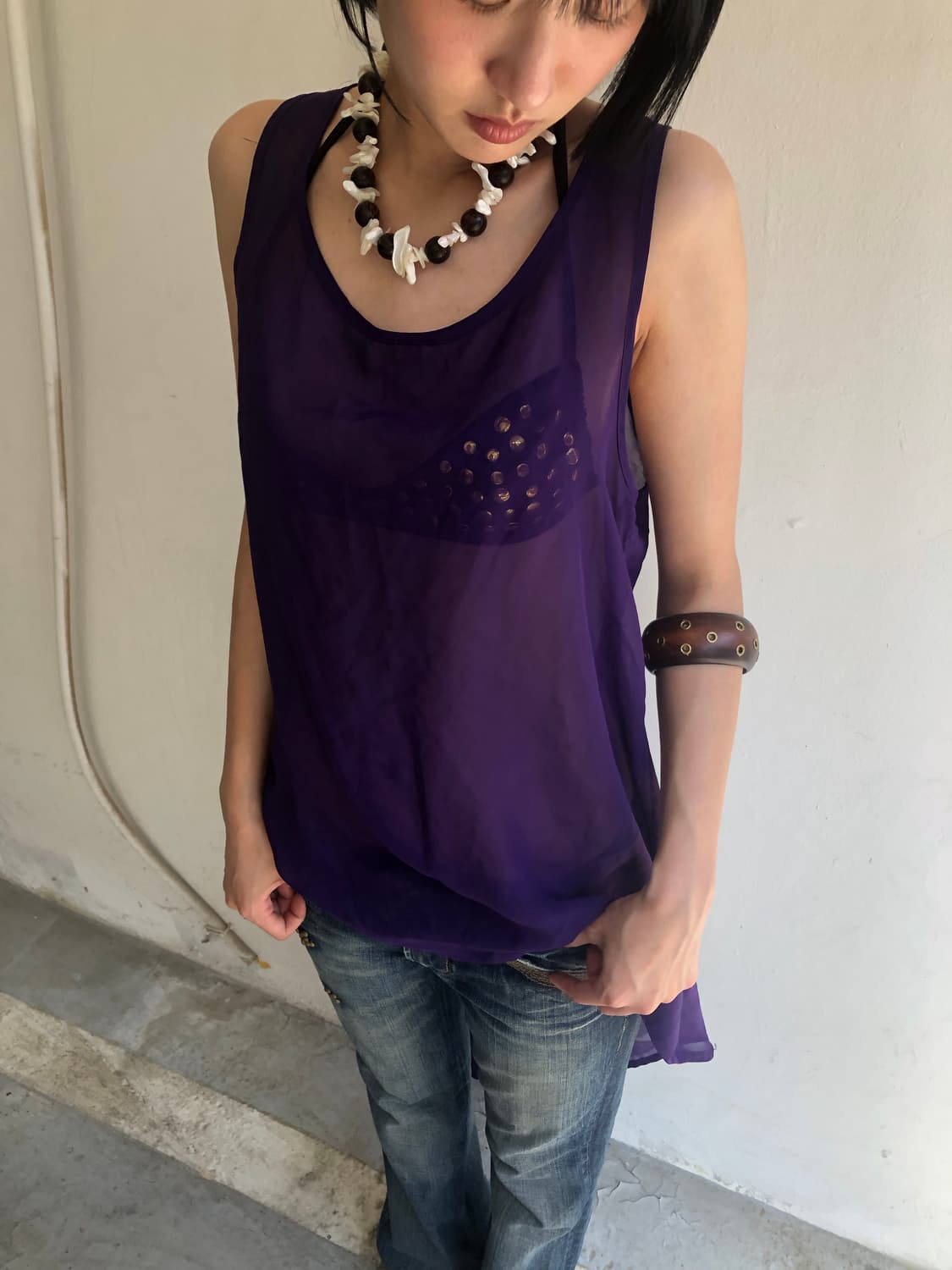 purple sheer layered dress 상품이미지2