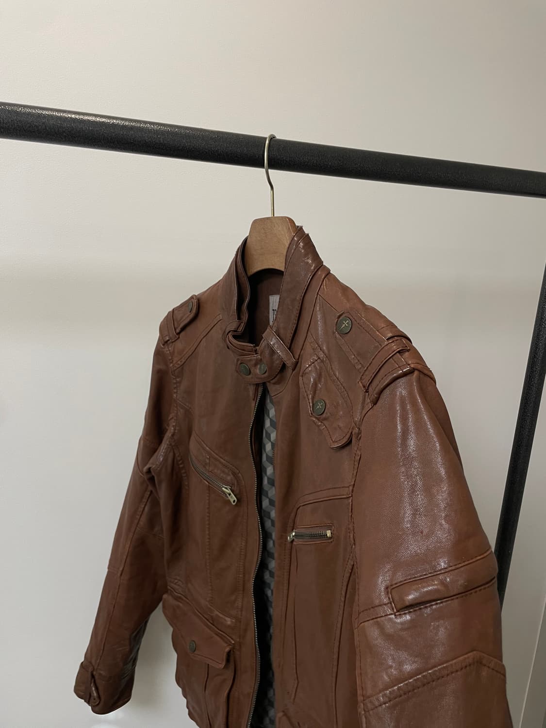 (L) 톰보이 진스 브라운 빈티지 양가죽 자켓 상품이미지3