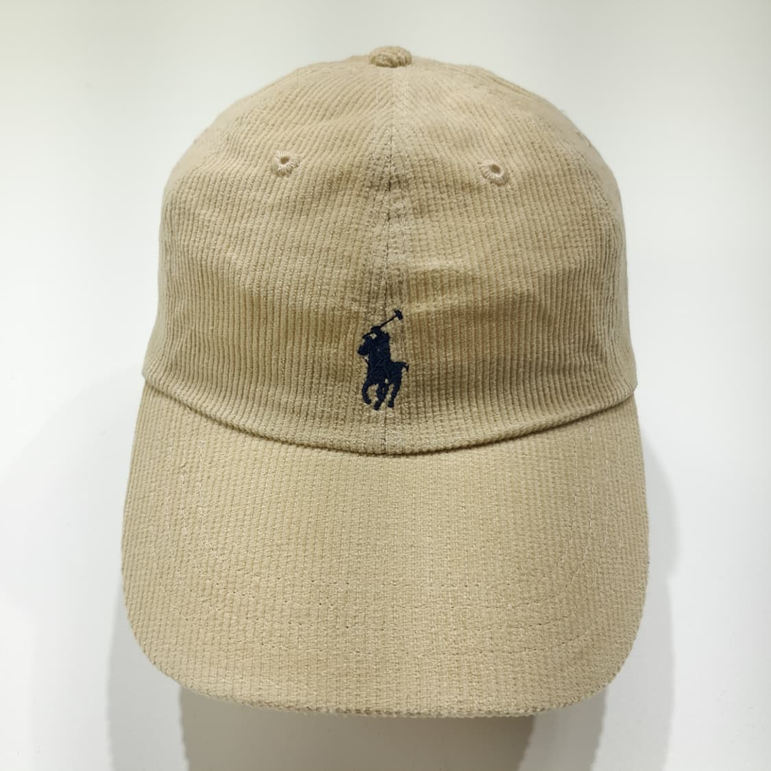 CN999 폴로 랄프로렌 베이지 코듀로이 블랙 자수 볼캡 모자 상품이미지3