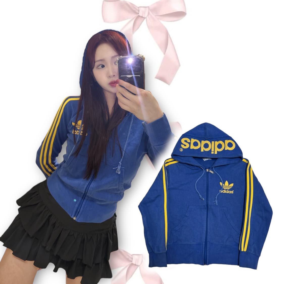 아디다스 트레포일 로고 블루 후드집업 상품이미지1