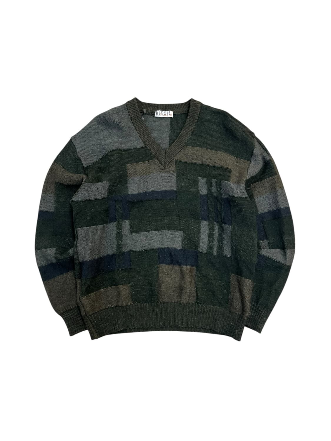 빈티지 패치워크 니트 그린 L #csz2743 상품이미지3