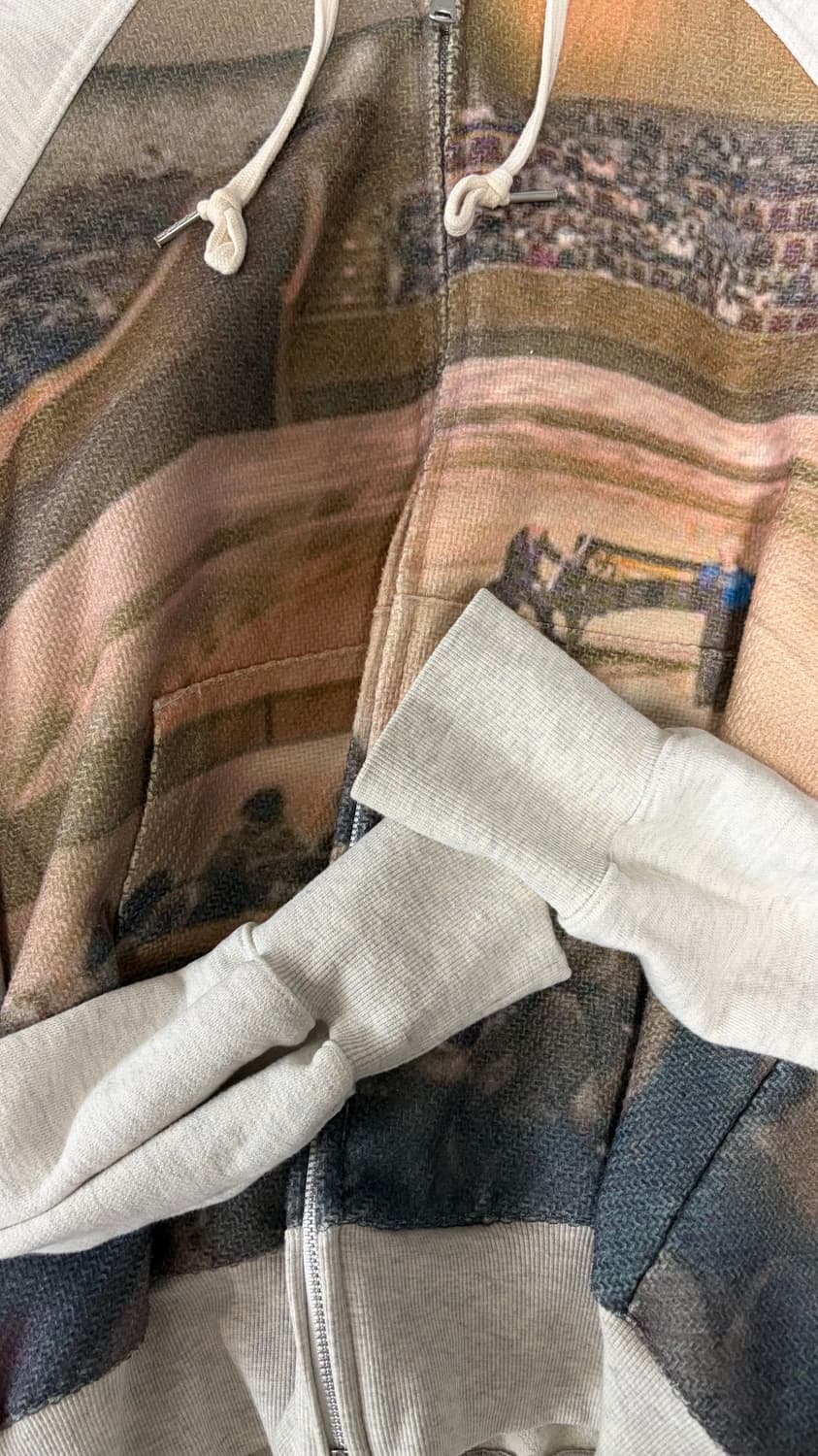 애프터프레이 프린트 패널 후디 집업 멜란지그레이 상품이미지4