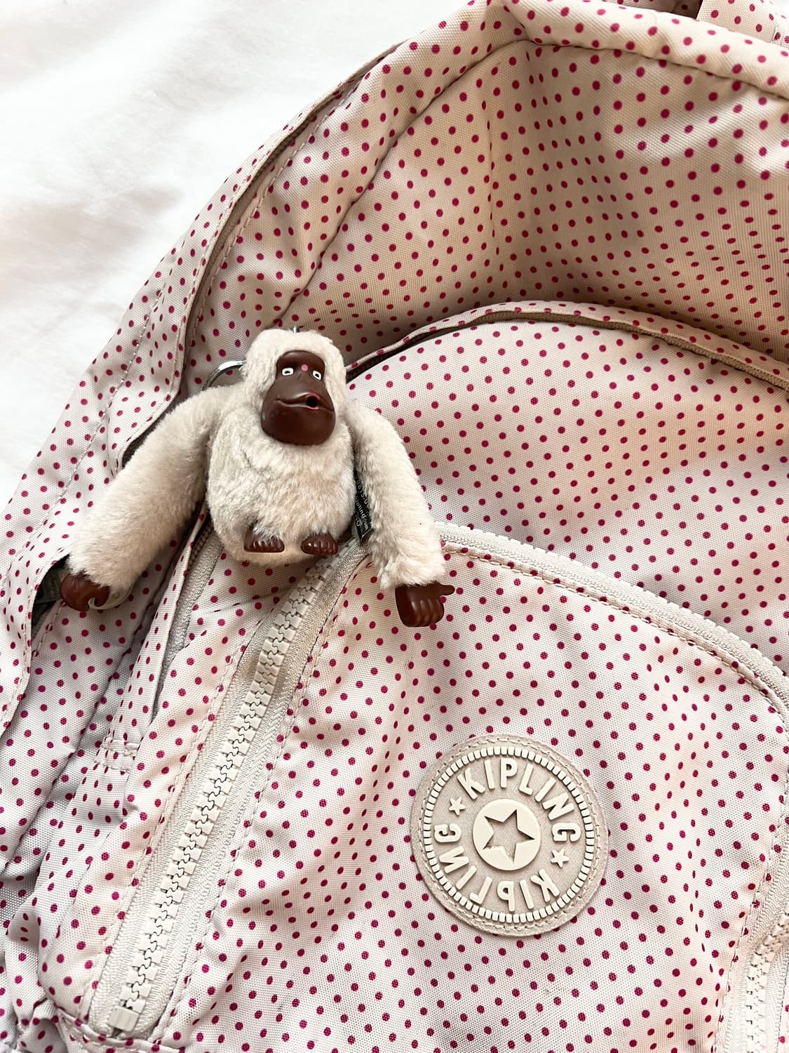 키플링 정품 핑크 도트 백팩 베이지컬러&핑크도트 희귀매물 상품이미지8