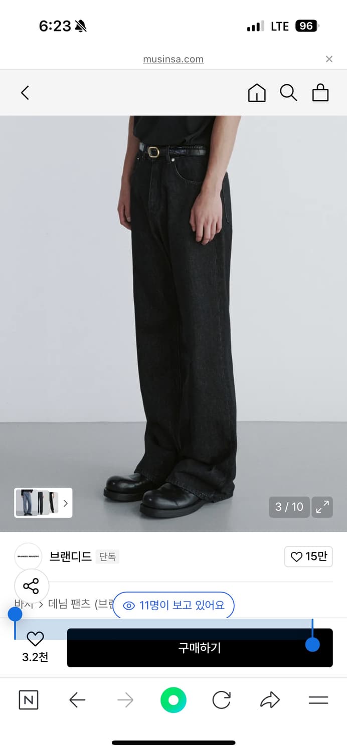 [34]BRANDED 51078 와이드 플레어 블랙진 상품이미지3