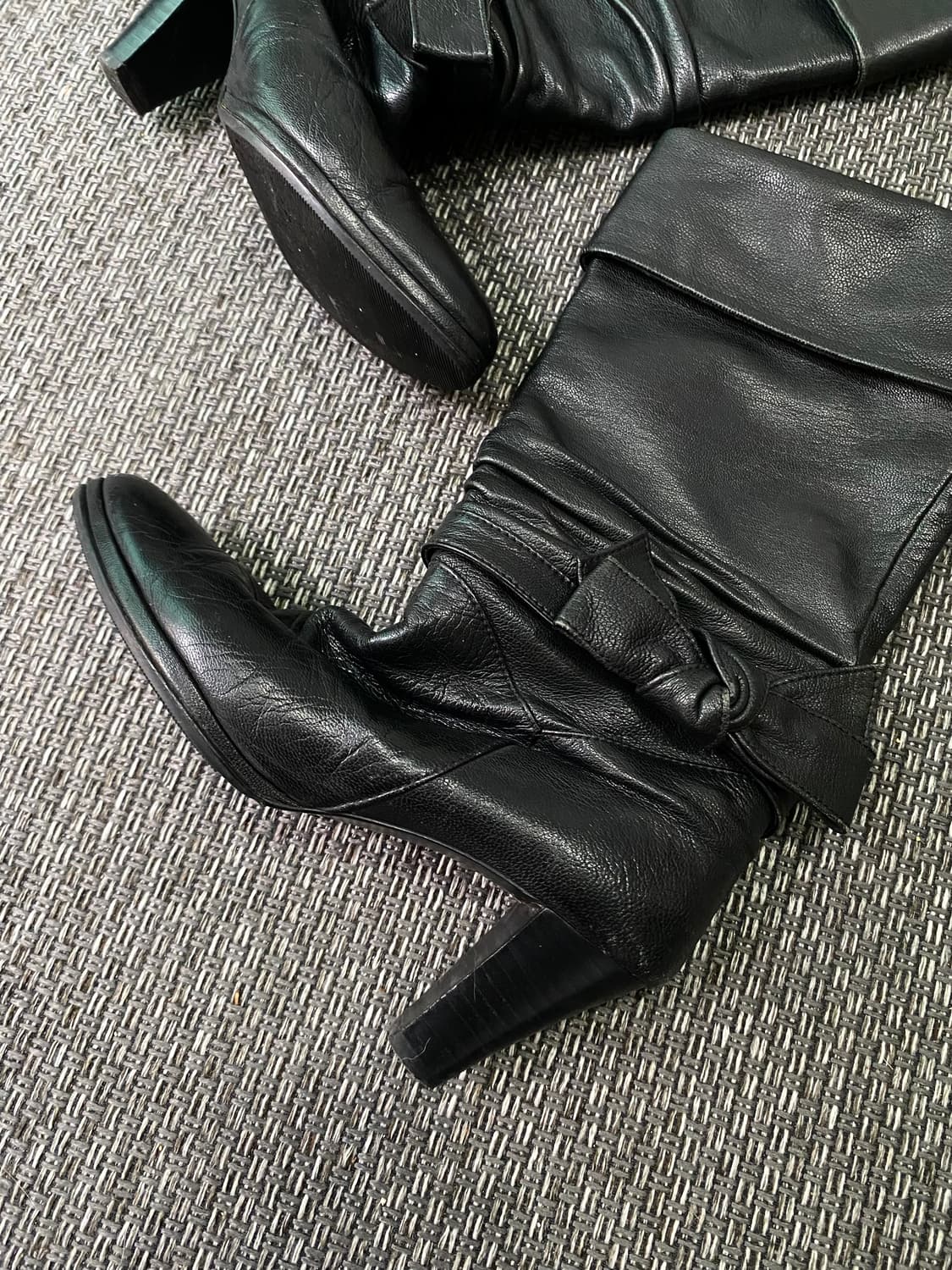 2000s Girl Ribbon Detail High Leather Bo 상품이미지2
