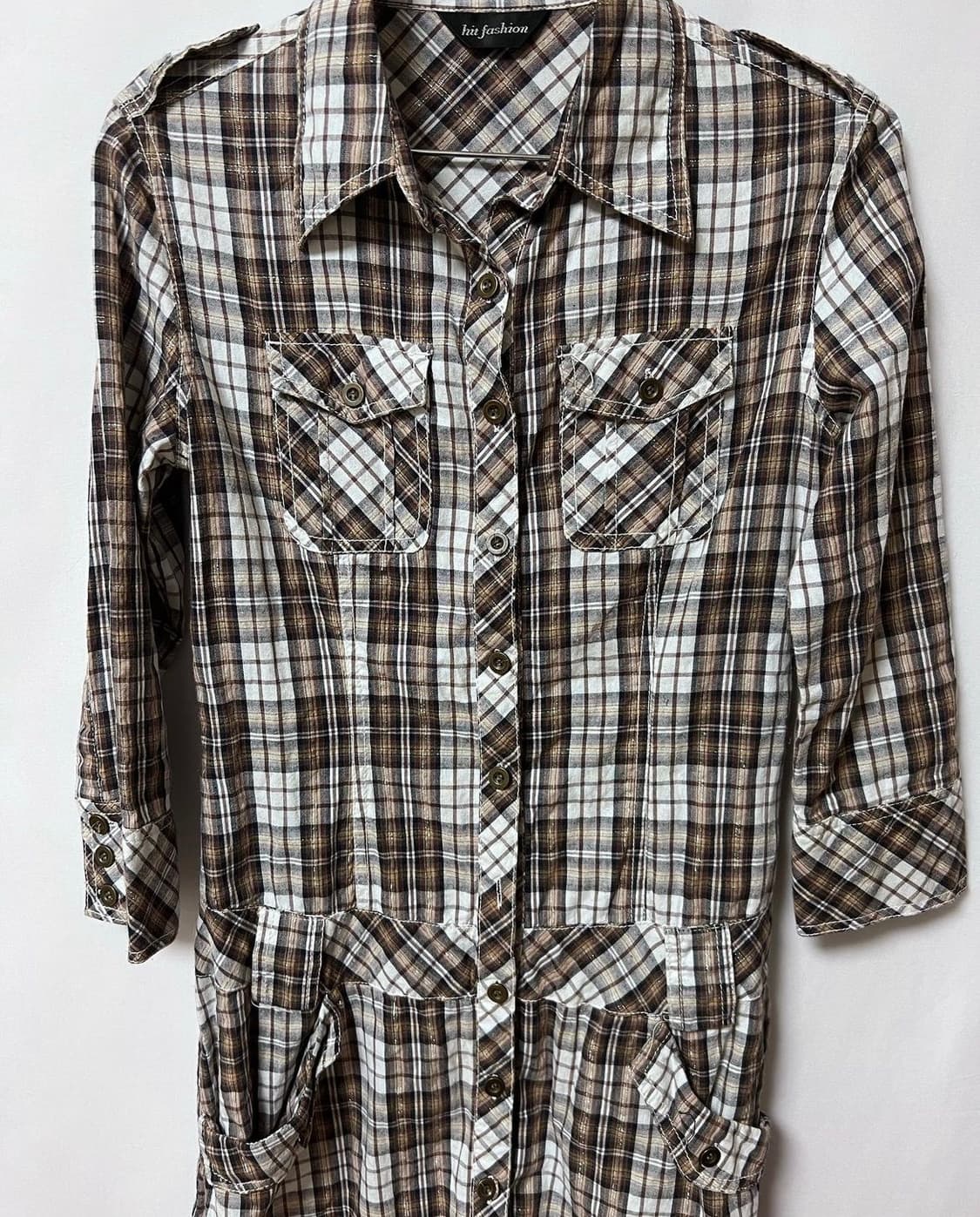 glitter plaid shirts onepiece 상품이미지4