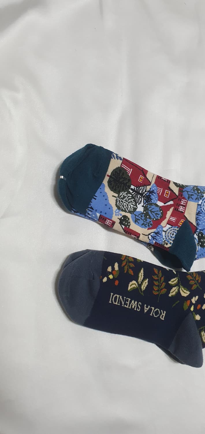 블루 집 나무패턴 양말 상품이미지2