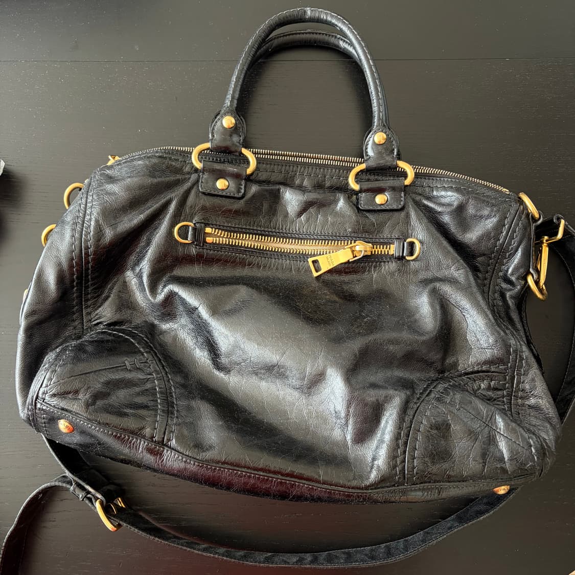 프라다 비텔로 샤인백 블랙 토트백 상품이미지3