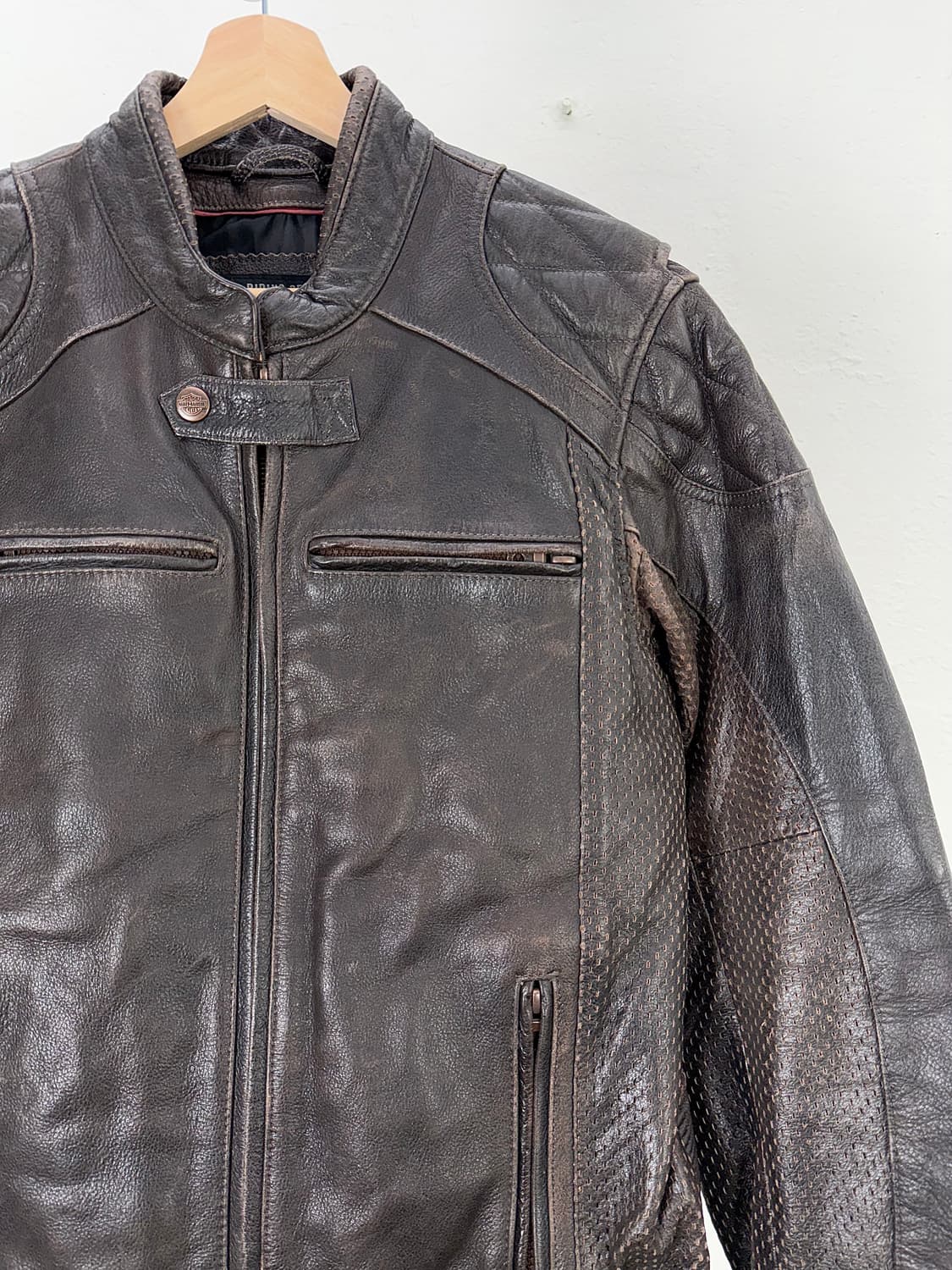 할리 데이비슨 브라운 라이딩 기어 버팔로 레더 자켓 상품이미지3